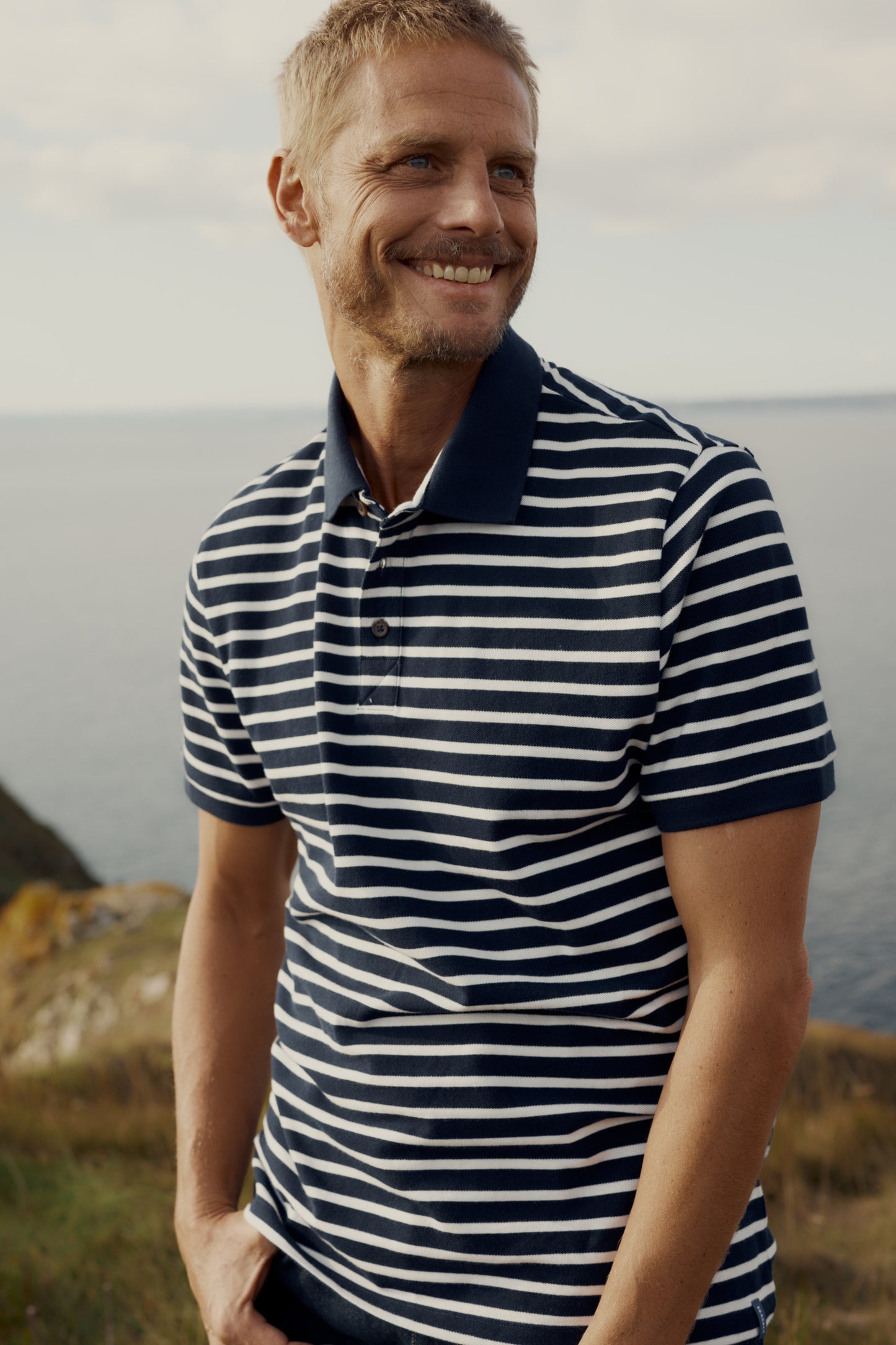 Men's Balefire Striped Polo in Organic Cotton