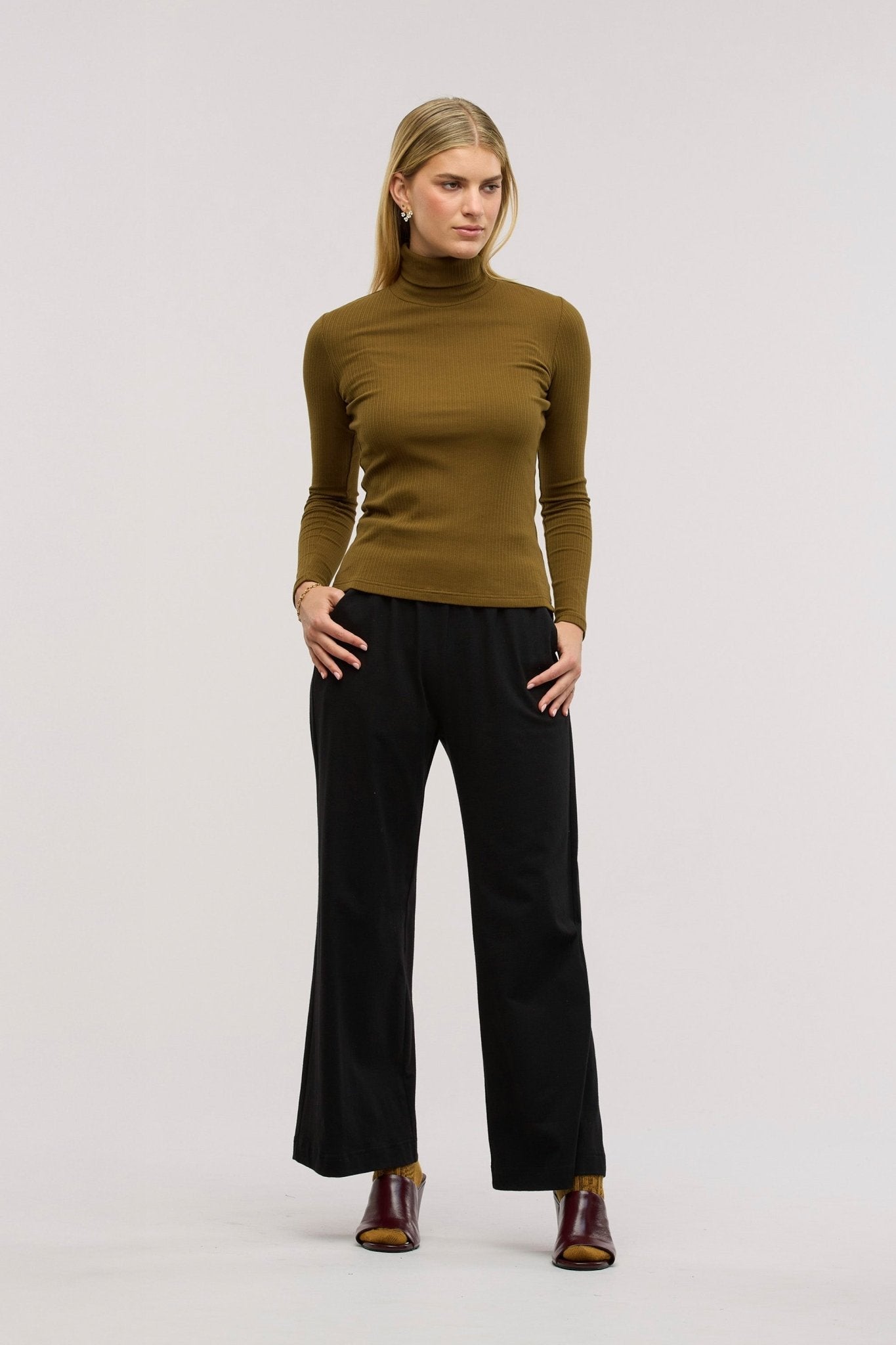 Traveller Rib Roll Neck Top